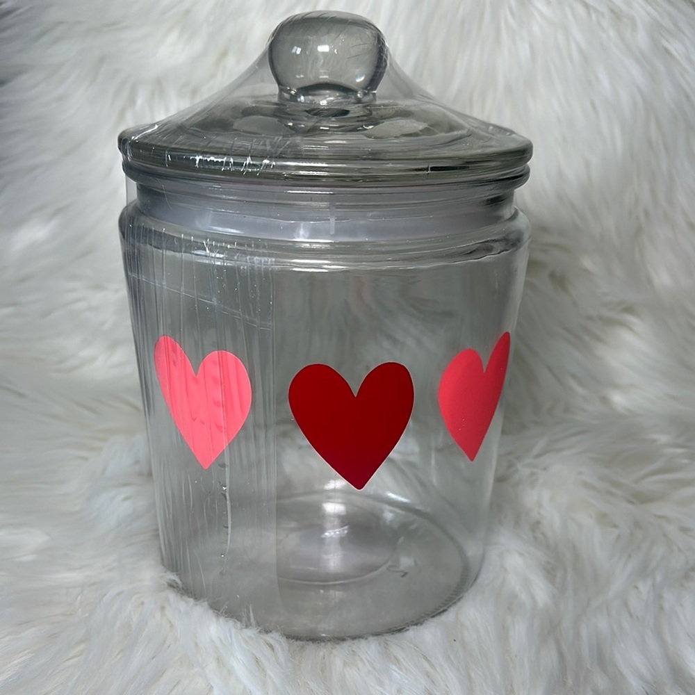 Target Glass Jar with Red and Pink Hearts